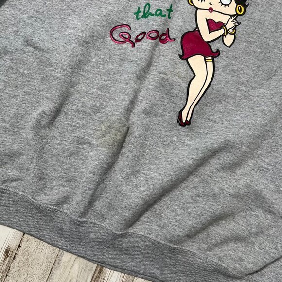 Vintage Y2k Betty Boop Santa Christmas Gray Crewneck‎ Sweater Sweatshirt XL - Picture 3 of 6
